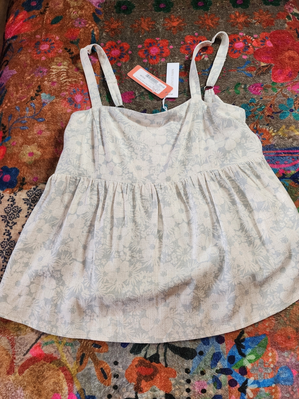 Gentle Fawn Floral Babydoll Tank With Blue Floral Design